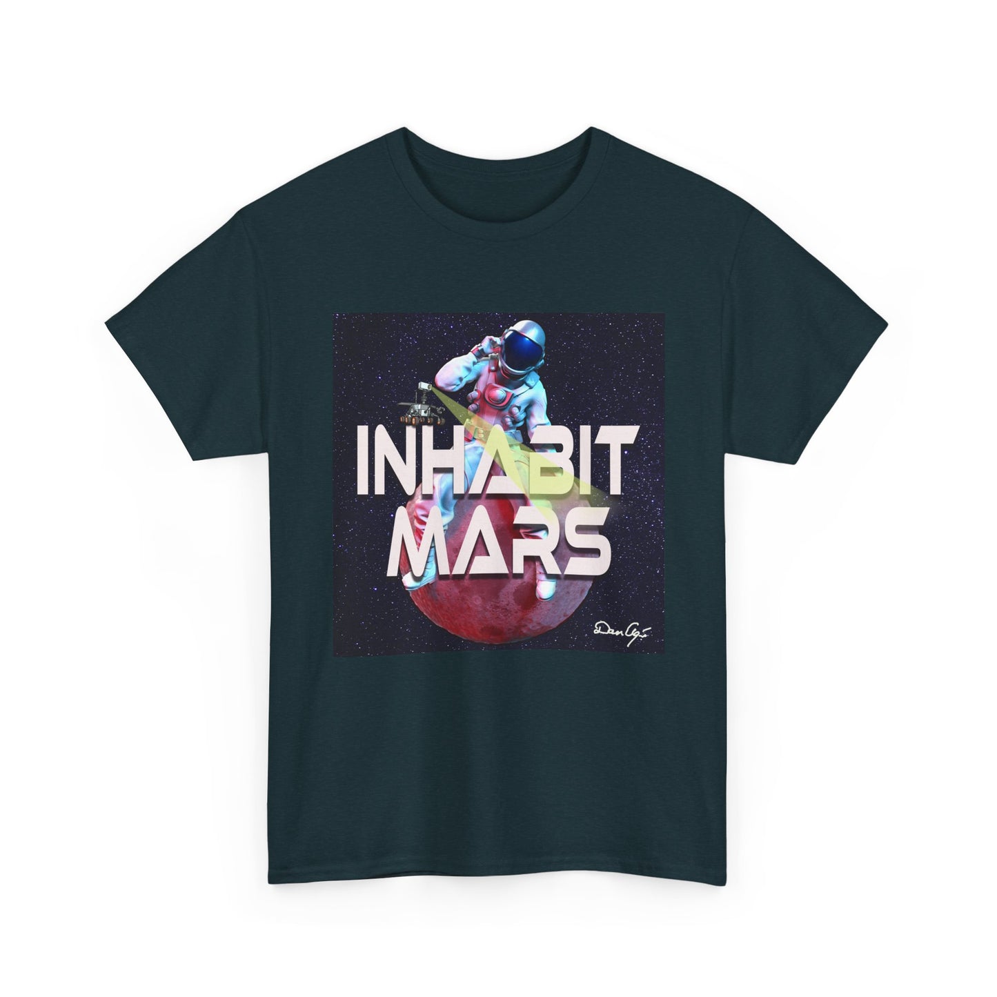 Inhabit Mars, Unisex Heavy Cotton Tee, Space, SpaceX, Universe, UFO, multiverse, graphic design, png, graphic design, t-shirts, tee