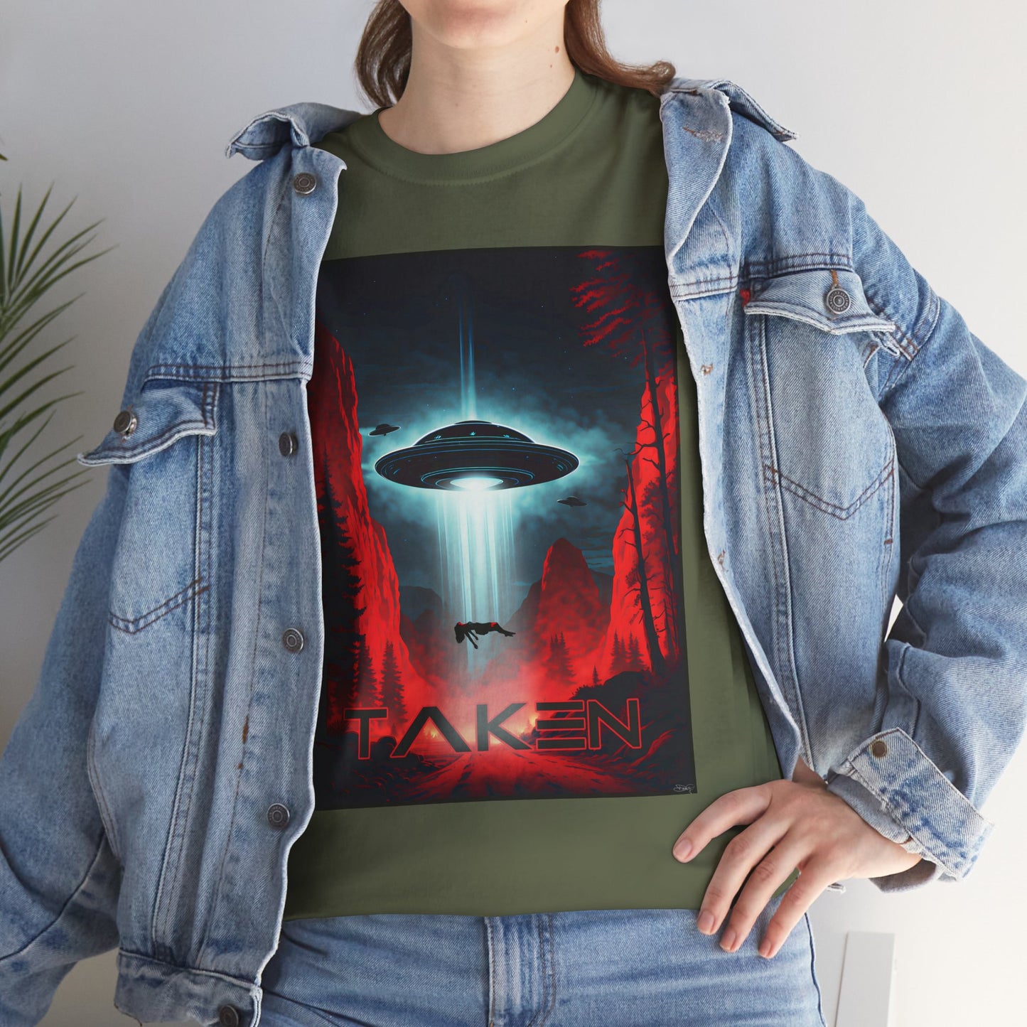 Taken, Unisex Heavy Cotton Tee, UFO inspired t-shirt, graphic design, art, png, t-shirts, tshirts, tee