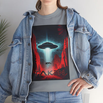 Taken, Unisex Heavy Cotton Tee, UFO inspired t-shirt, graphic design, art, png, t-shirts, tshirts, tee