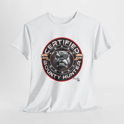 Certified Bounty Hunter, Unisex Heavy Cotton Tee, comedy, bulldog, print design, png, GraphicTees