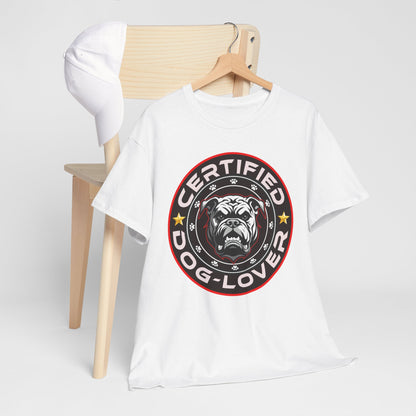 Certified Dog Lover Unisex Tee - Bulldog Print Design, GraphicTees, t-shirt, tshirt, png