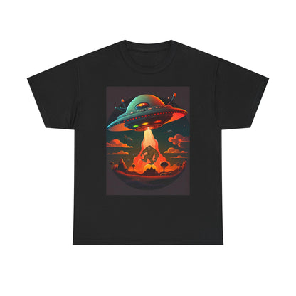 UFO, Bigfoot, Unisex Heavy Cotton Tee, graphic design, t-shirt, t-shirts, tshirts, png