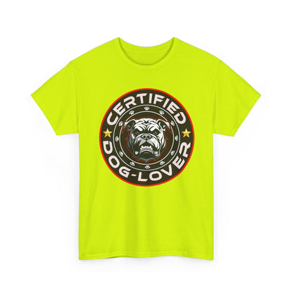 Certified Dog Lover Unisex Tee - Bulldog Print Design, GraphicTees, t-shirt, tshirt, png