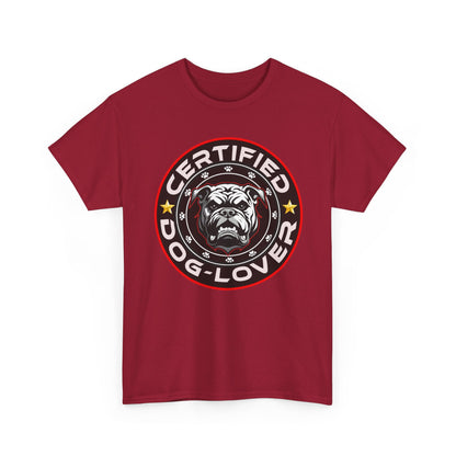 Certified Dog Lover Unisex Tee - Bulldog Print Design, GraphicTees, t-shirt, tshirt, png