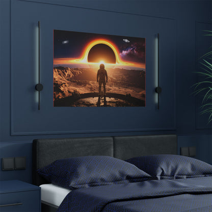 Astronaut Watching Blackholes, Satin Poster, Space Art Print, Cosmic Decor, Wall Art for Space Lovers, Unique Gift for Astronaut Fans, t-shirts, tshirts, tees