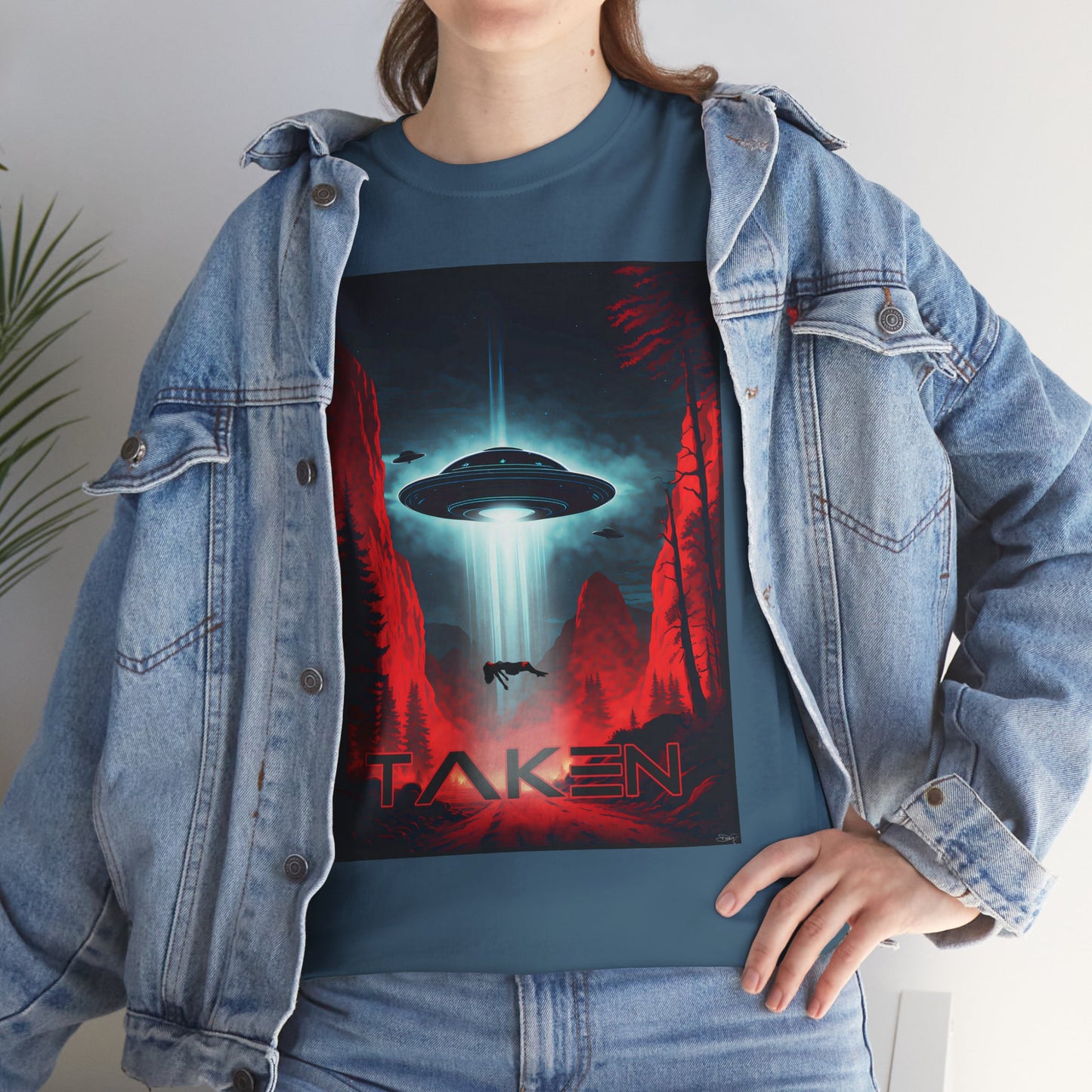 Taken, Unisex Heavy Cotton Tee, UFO inspired t-shirt, graphic design, art, png, t-shirts, tshirts, tee