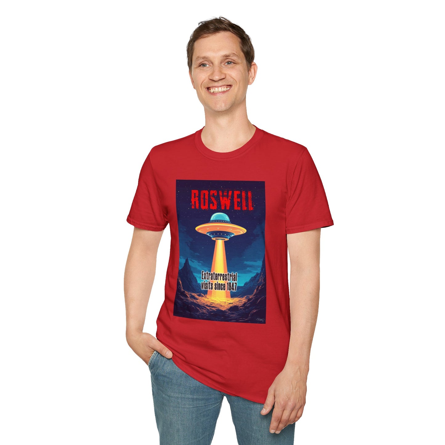 Roswell Alien Encounter Unisex T-Shirt, Retro Space UFO Tee, Sci-Fi Lovers Gift, Convention Wear, Extraterrestrial Tee, graphic design, png
