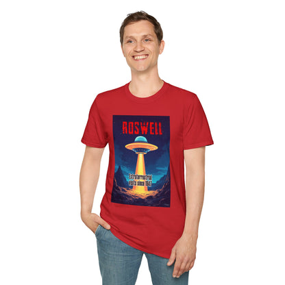 Roswell Alien Encounter Unisex T-Shirt, Retro Space UFO Tee, Sci-Fi Lovers Gift, Convention Wear, Extraterrestrial Tee, graphic design, png