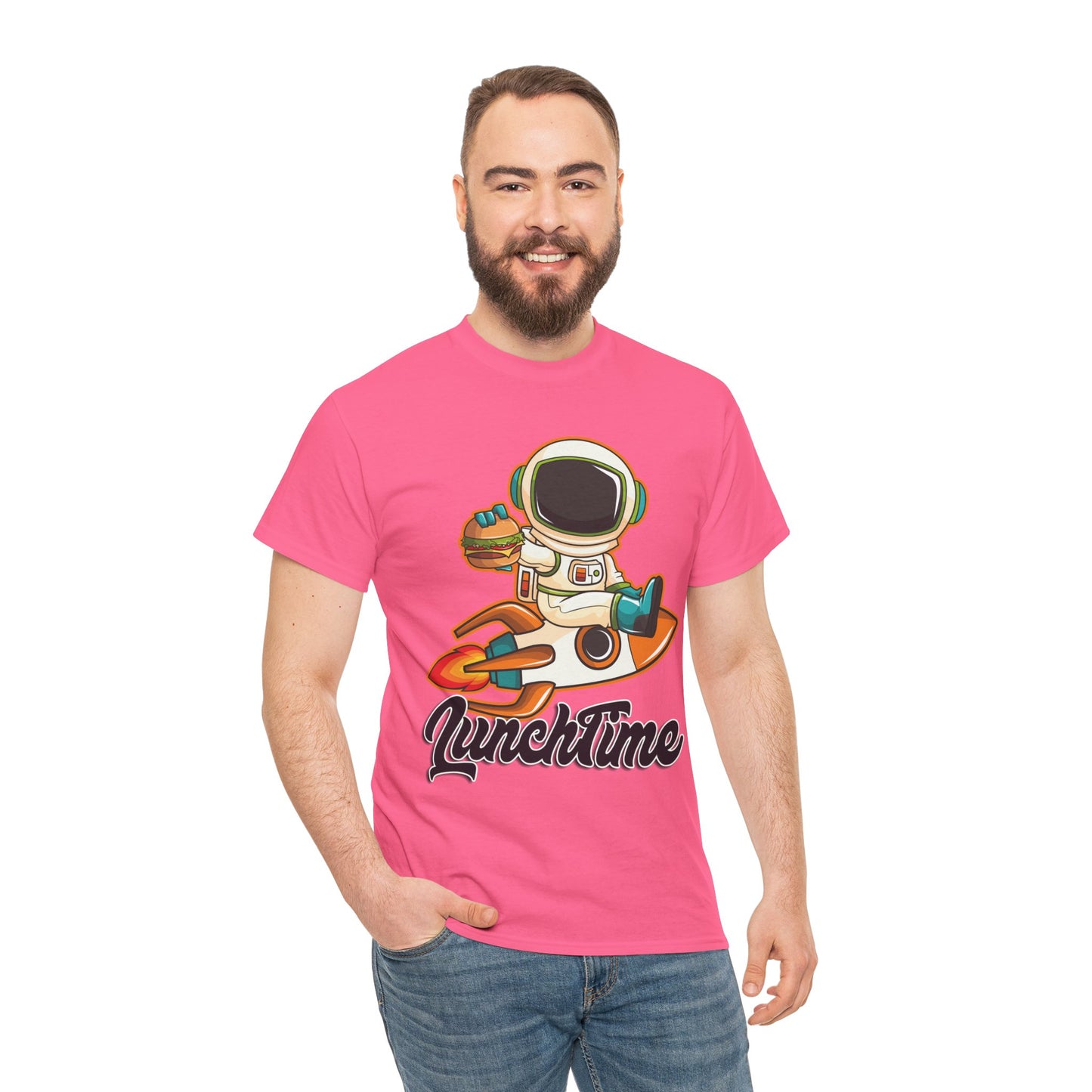 Astronaut Lunchtime Unisex Heavy Cotton Tee - Fun Graphic T-Shirt for Space Lovers, GraphicTees, png, t-shirts, tshirts