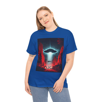 Taken, Unisex Heavy Cotton Tee, UFO inspired t-shirt, graphic design, art, png, t-shirts, tshirts, tee