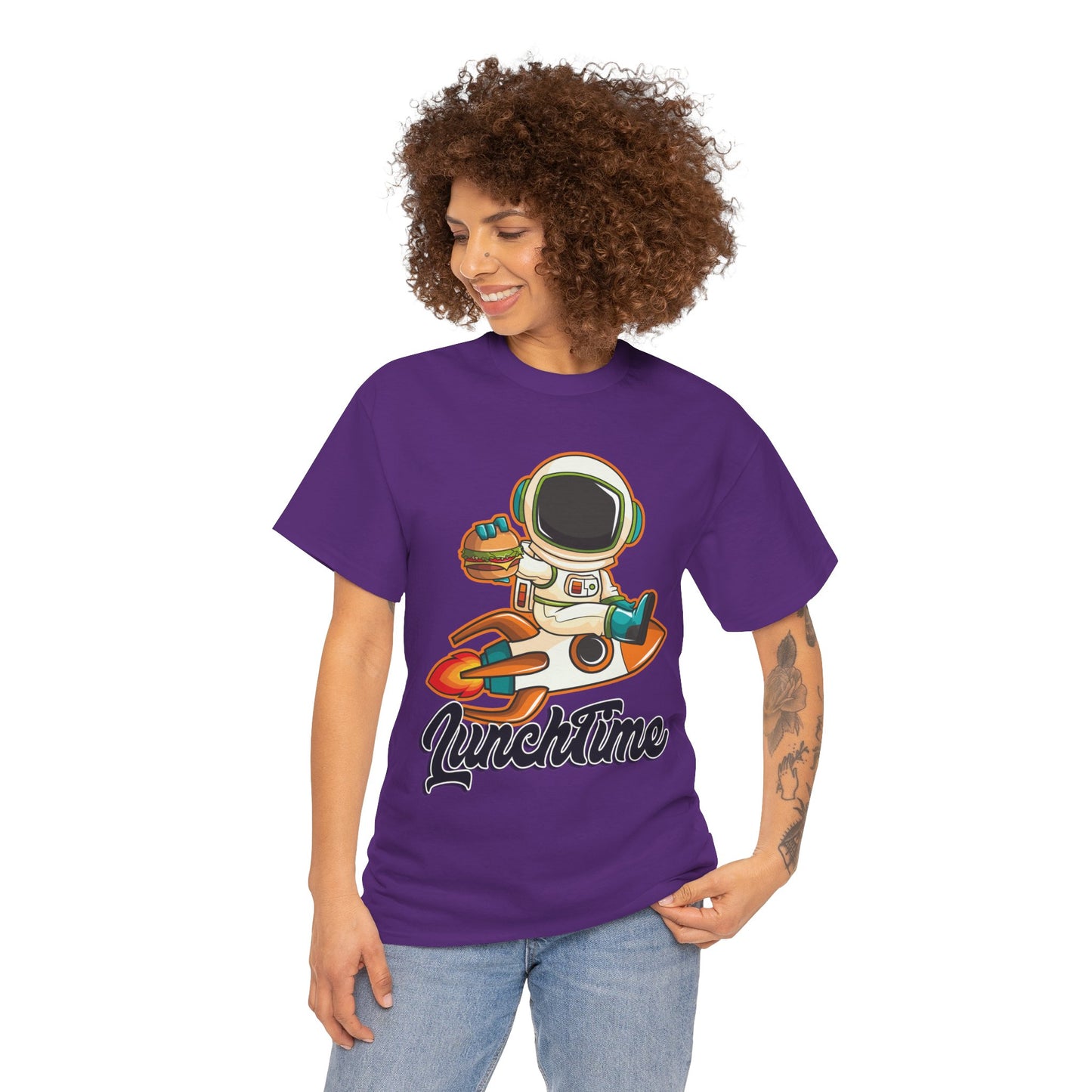Astronaut Lunchtime Unisex Heavy Cotton Tee - Fun Graphic T-Shirt for Space Lovers, GraphicTees, png, t-shirts, tshirts