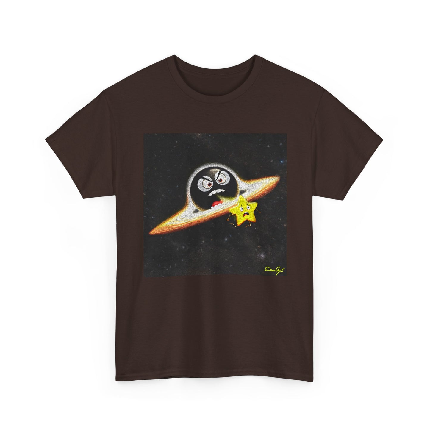 BlackHole Chasing Star, Space-Themed Unisex Heavy Cotton Tee with Cartoon Penguin Design, graphic design, png