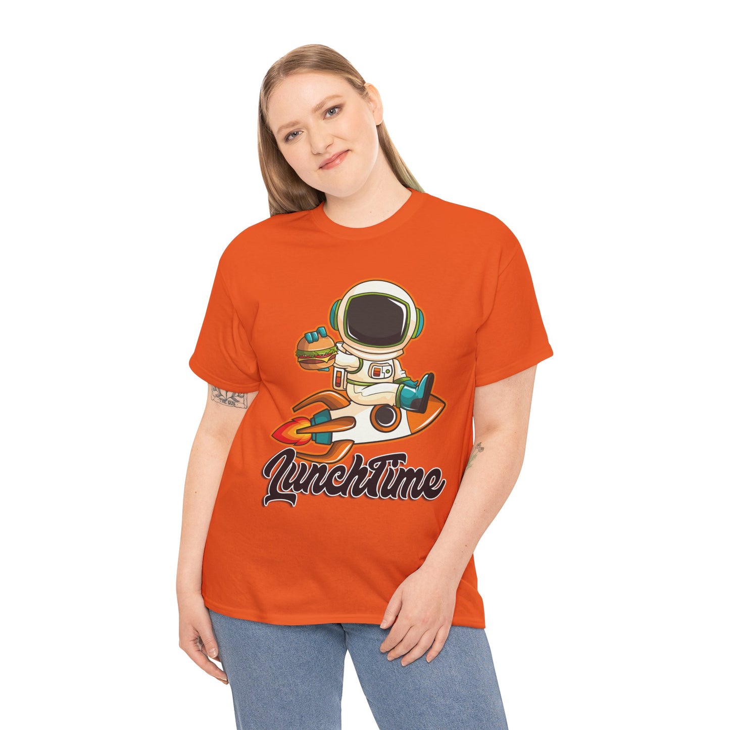 Astronaut Lunchtime Unisex Heavy Cotton Tee - Fun Graphic T-Shirt for Space Lovers, GraphicTees, png, t-shirts, tshirts