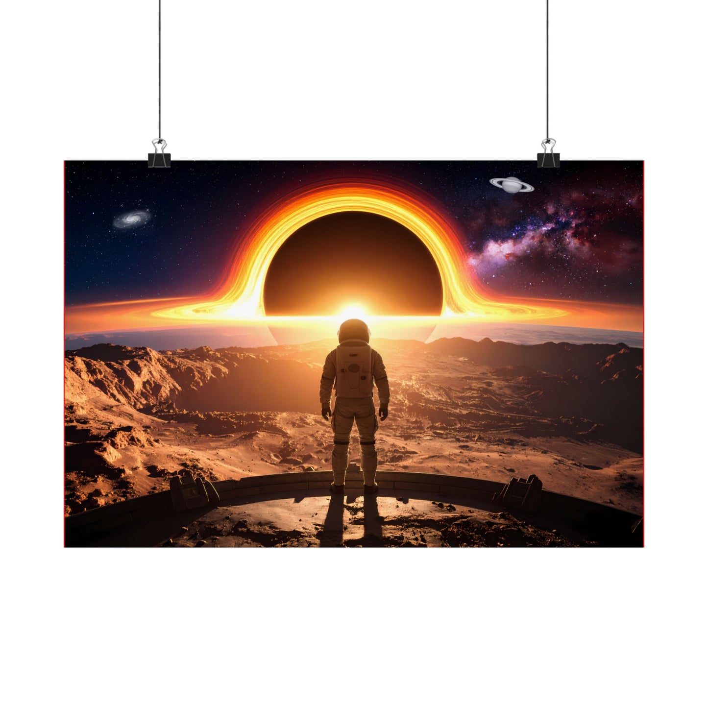 Astronaut Watching Blackholes, Satin Poster, Space Art Print, Cosmic Decor, Wall Art for Space Lovers, Unique Gift for Astronaut Fans, t-shirts, tshirts, tees