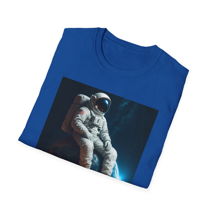 Sitting on an Earth, Cosmic Astronaut T-Shirt, Unisex Graphic Tee, Space Lover Gift, Casual Wear, Astronomy Fan Shirt, Graphic Tee, t-shirt, tshirt, png