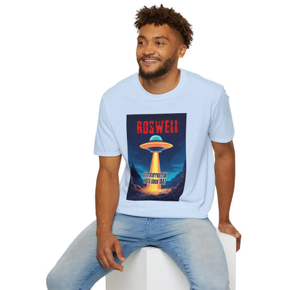Roswell Alien Encounter Unisex T-Shirt, Retro Space UFO Tee, Sci-Fi Lovers Gift, Convention Wear, Extraterrestrial Tee, graphic design, png
