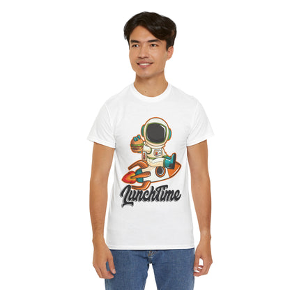 Astronaut Lunchtime Unisex Heavy Cotton Tee - Fun Graphic T-Shirt for Space Lovers, GraphicTees, png, t-shirts, tshirts
