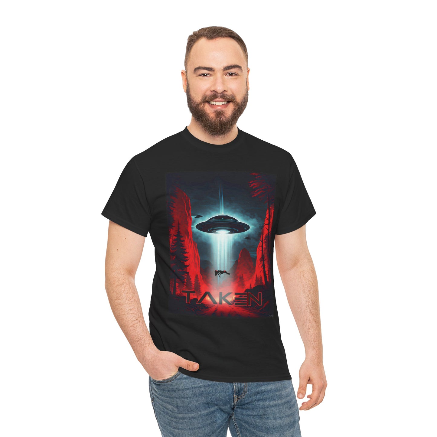 Taken, Unisex Heavy Cotton Tee, UFO inspired t-shirt, graphic design, art, png, t-shirts, tshirts, tee