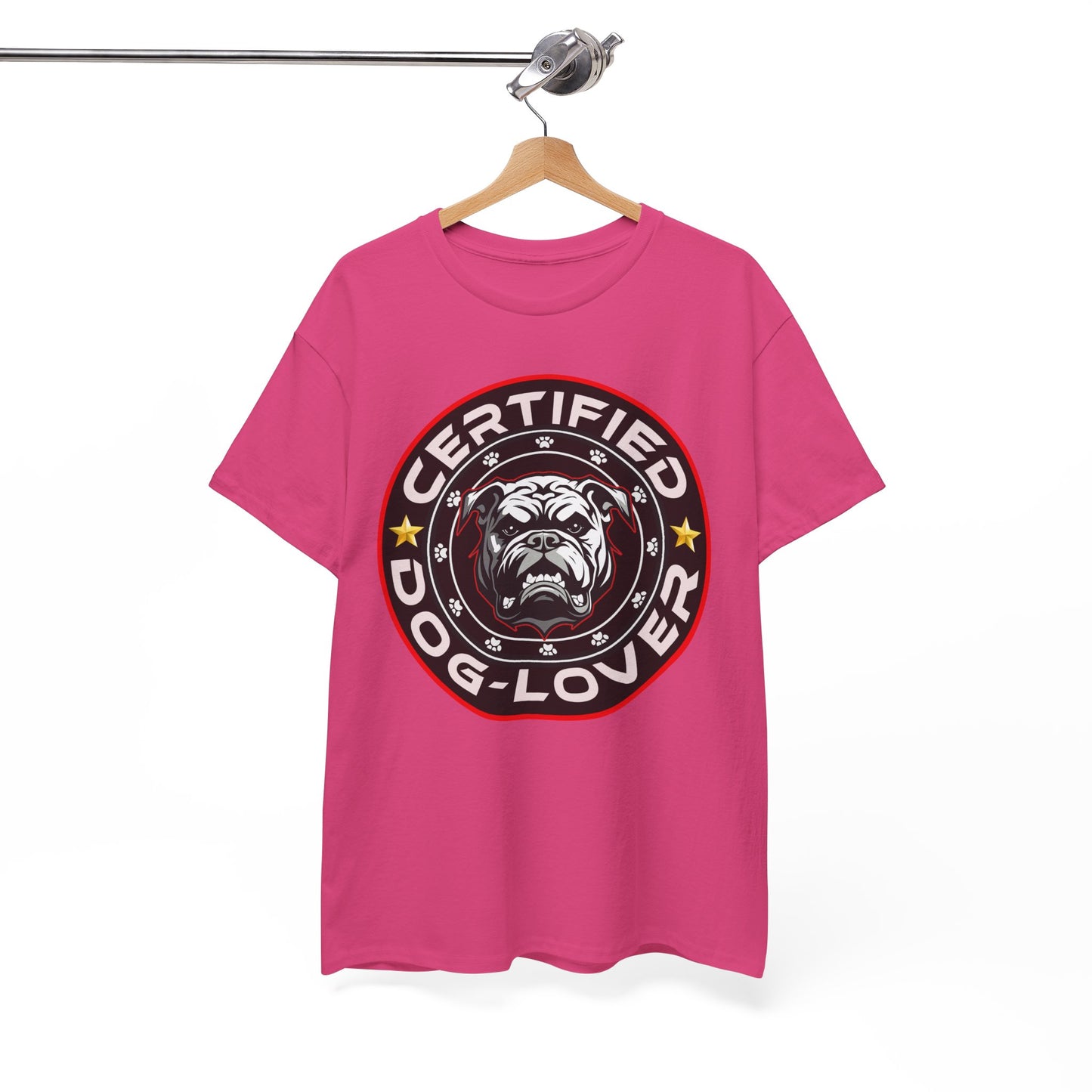Certified Dog Lover Unisex Tee - Bulldog Print Design, GraphicTees, t-shirt, tshirt, png