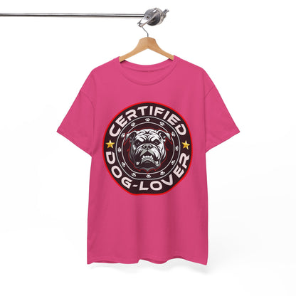 Certified Dog Lover Unisex Tee - Bulldog Print Design, GraphicTees, t-shirt, tshirt, png