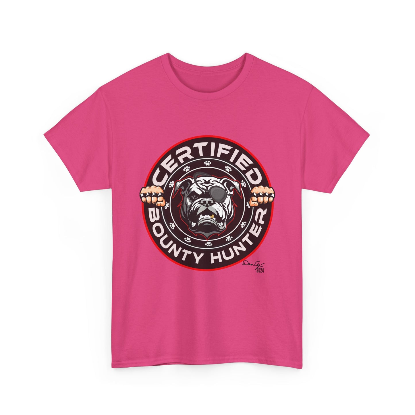 Certified Bounty Hunter, Unisex Heavy Cotton Tee, comedy, bulldog, print design, png, GraphicTees