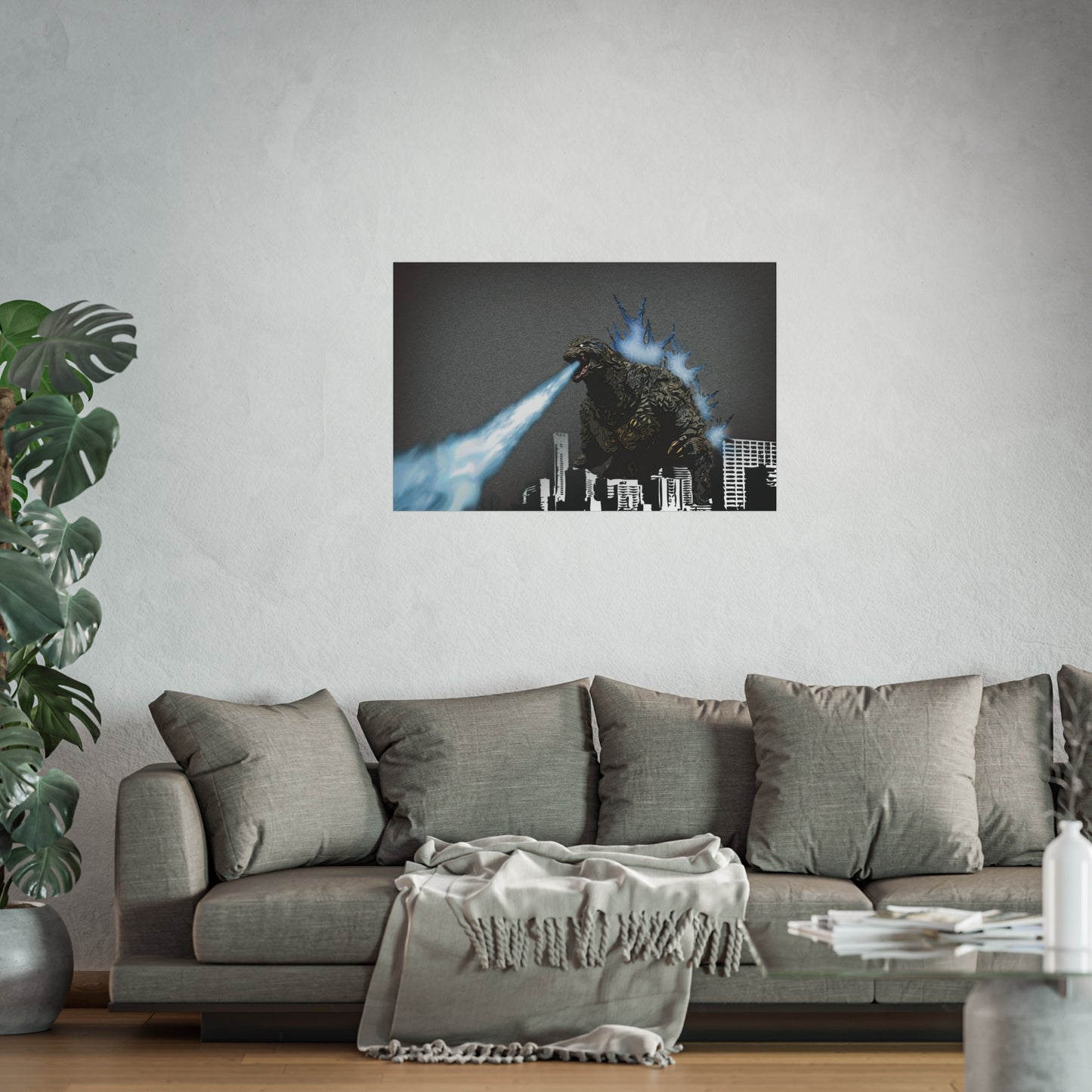 Godzilla Minus One, Fine Art Posters, Godzilla movie rendition, monsters, movies, posters, canvas, fine art, graphic design, png, CanvasPrints