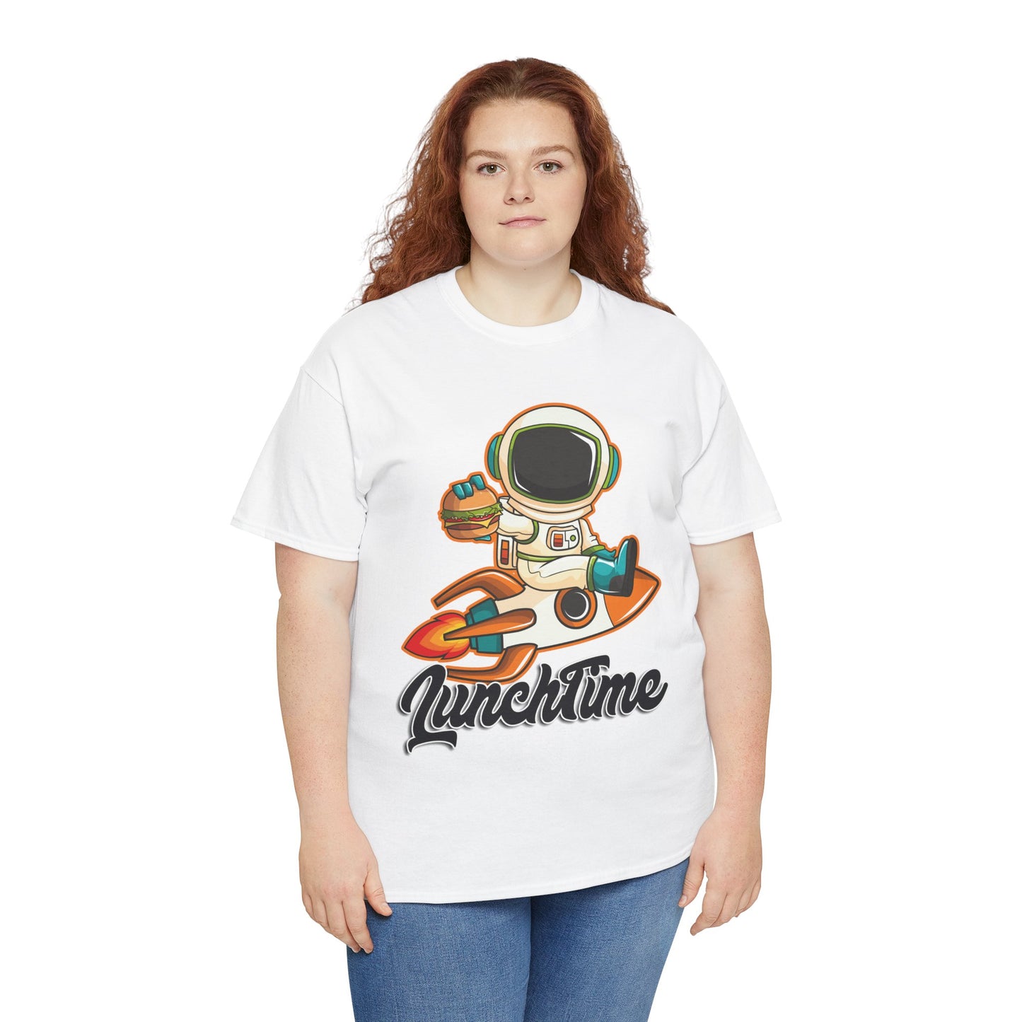 Astronaut Lunchtime Unisex Heavy Cotton Tee - Fun Graphic T-Shirt for Space Lovers, GraphicTees, png, t-shirts, tshirts