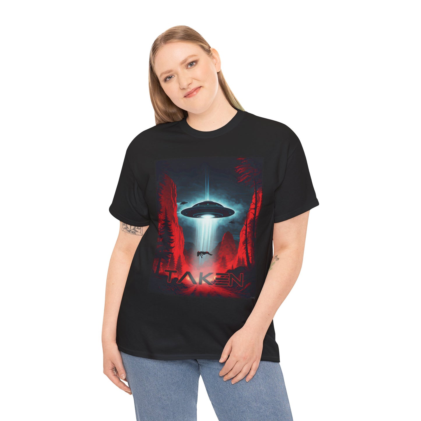 Taken, Unisex Heavy Cotton Tee, UFO inspired t-shirt, graphic design, art, png, t-shirts, tshirts, tee