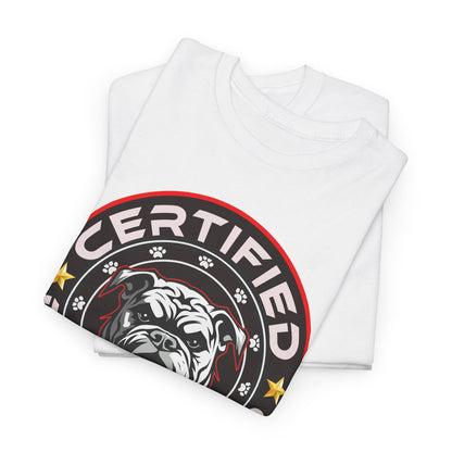 Certified Dog Lover Unisex Tee - Bulldog Print Design, GraphicTees, t-shirt, tshirt, png