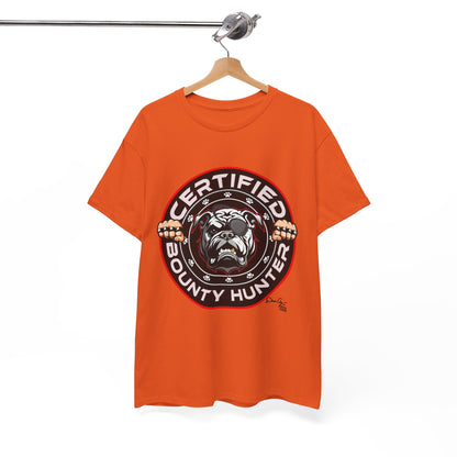 Certified Bounty Hunter, Unisex Heavy Cotton Tee, comedy, bulldog, print design, png, GraphicTees