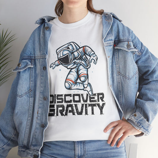 Discover Gravity. Unisex Heavy Cotton Tee - Fun Astronaut, Astronomy Graphic Tee - Unisex graphic design, png Express Delivery available