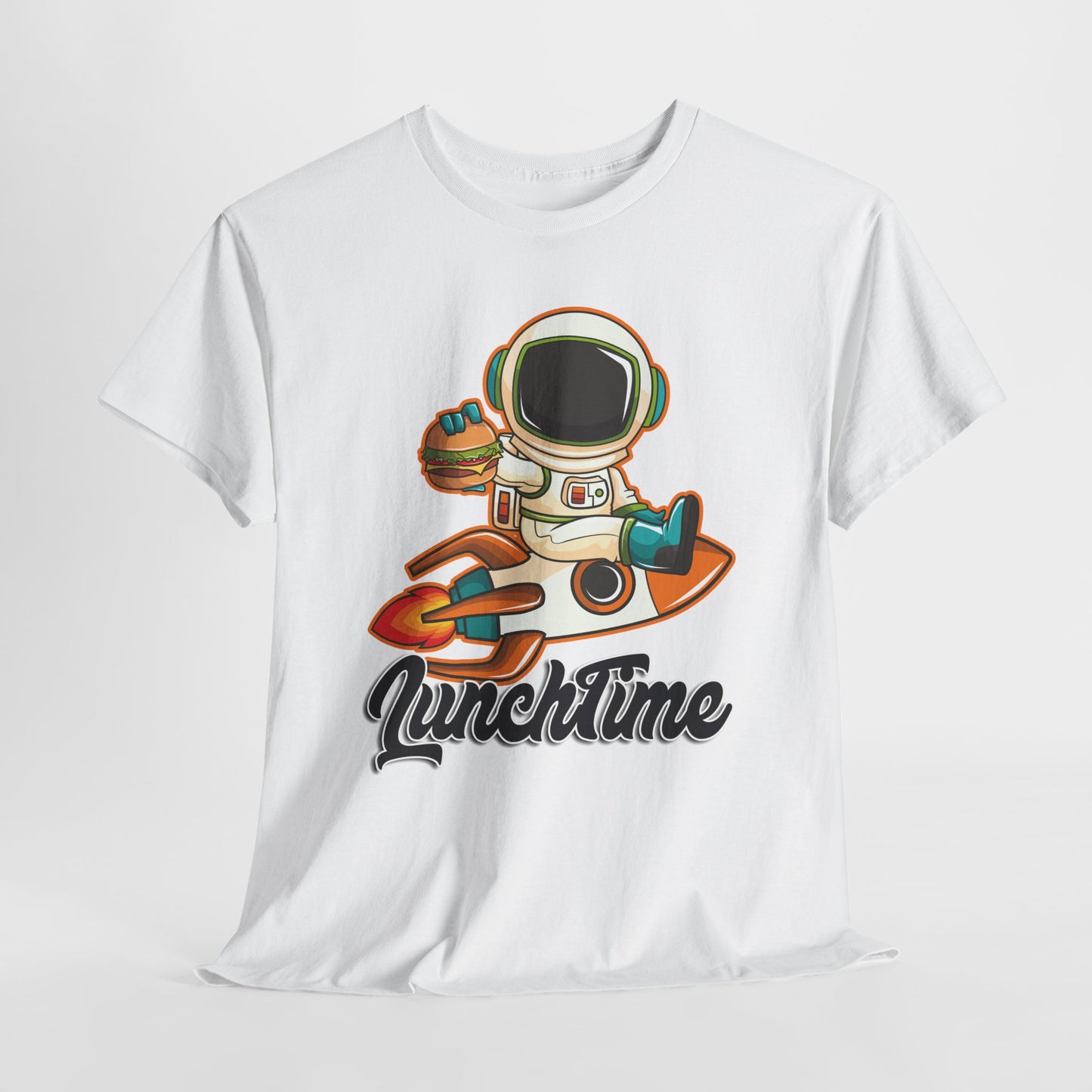 Astronaut Lunchtime Unisex Heavy Cotton Tee - Fun Graphic T-Shirt for Space Lovers, GraphicTees, png, t-shirts, tshirts