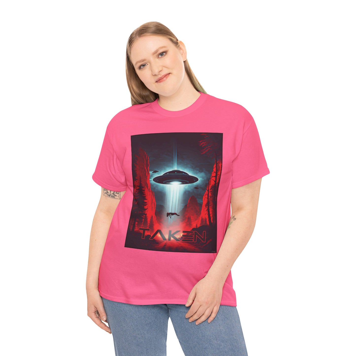 Taken, Unisex Heavy Cotton Tee, UFO inspired t-shirt, graphic design, art, png, t-shirts, tshirts, tee