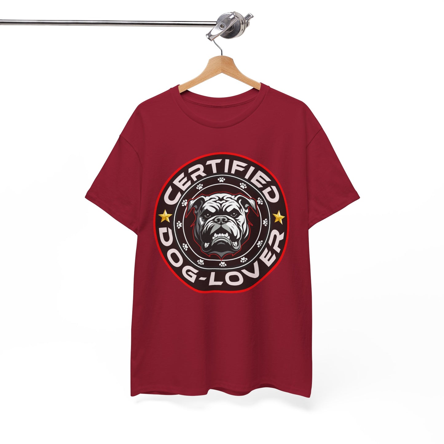 Certified Dog Lover Unisex Tee - Bulldog Print Design, GraphicTees, t-shirt, tshirt, png