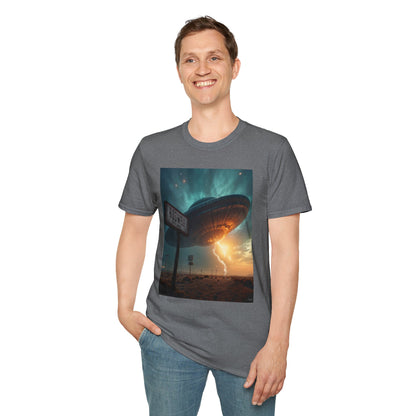 Roswell City Limits, Alien Sunset Softstyle T-Shirt | Unisex Graphic Tee, UFO Theme Shirt, Casual, Gift for Sci-Fi Lovers, Summer Fashion