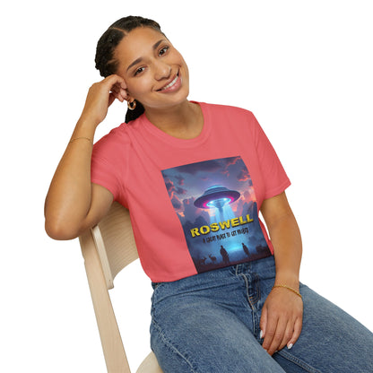 Roswell Probed Retro T-Shirt - Alien UFO Lover Gift, Sci-Fi Apparel, Extraterrestrial Tee, Unisex Softstyle Clothing, graphic design, png