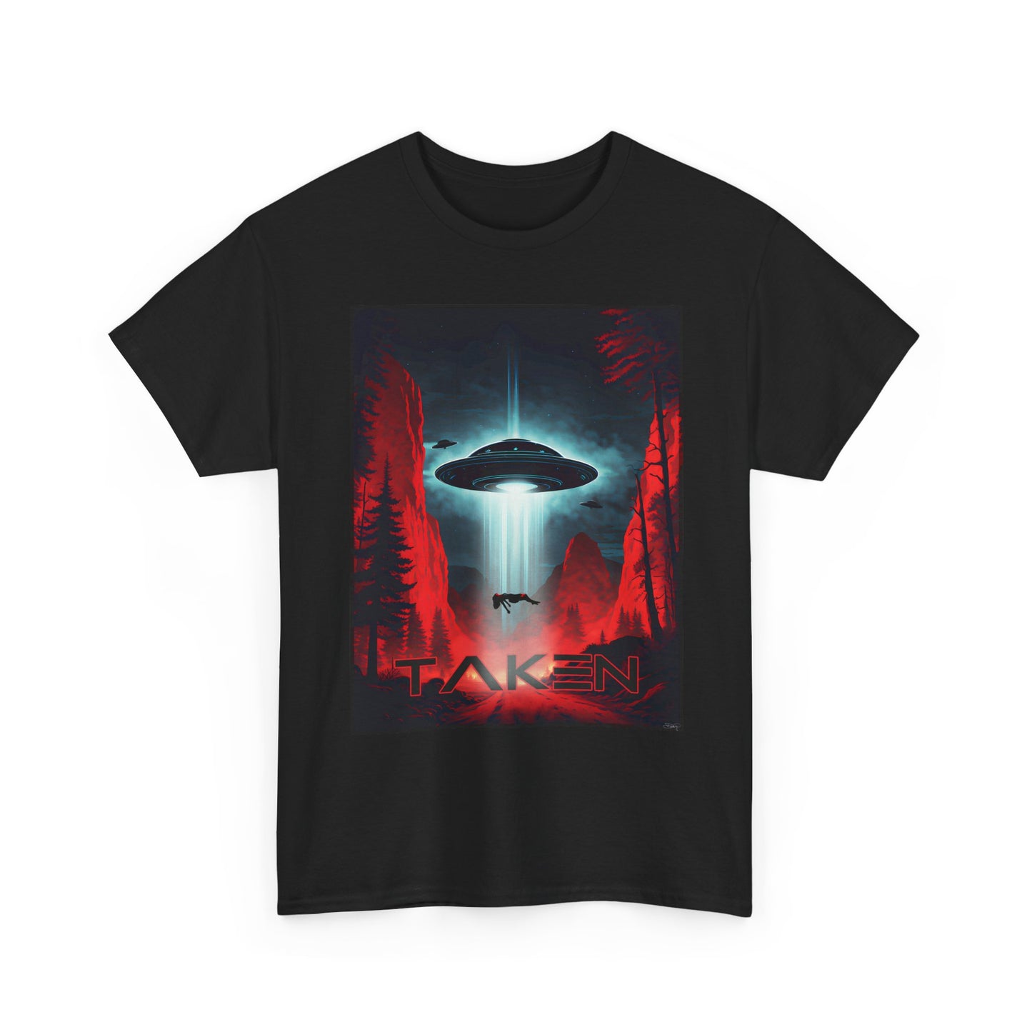 Taken, Unisex Heavy Cotton Tee, UFO inspired t-shirt, graphic design, art, png, t-shirts, tshirts, tee