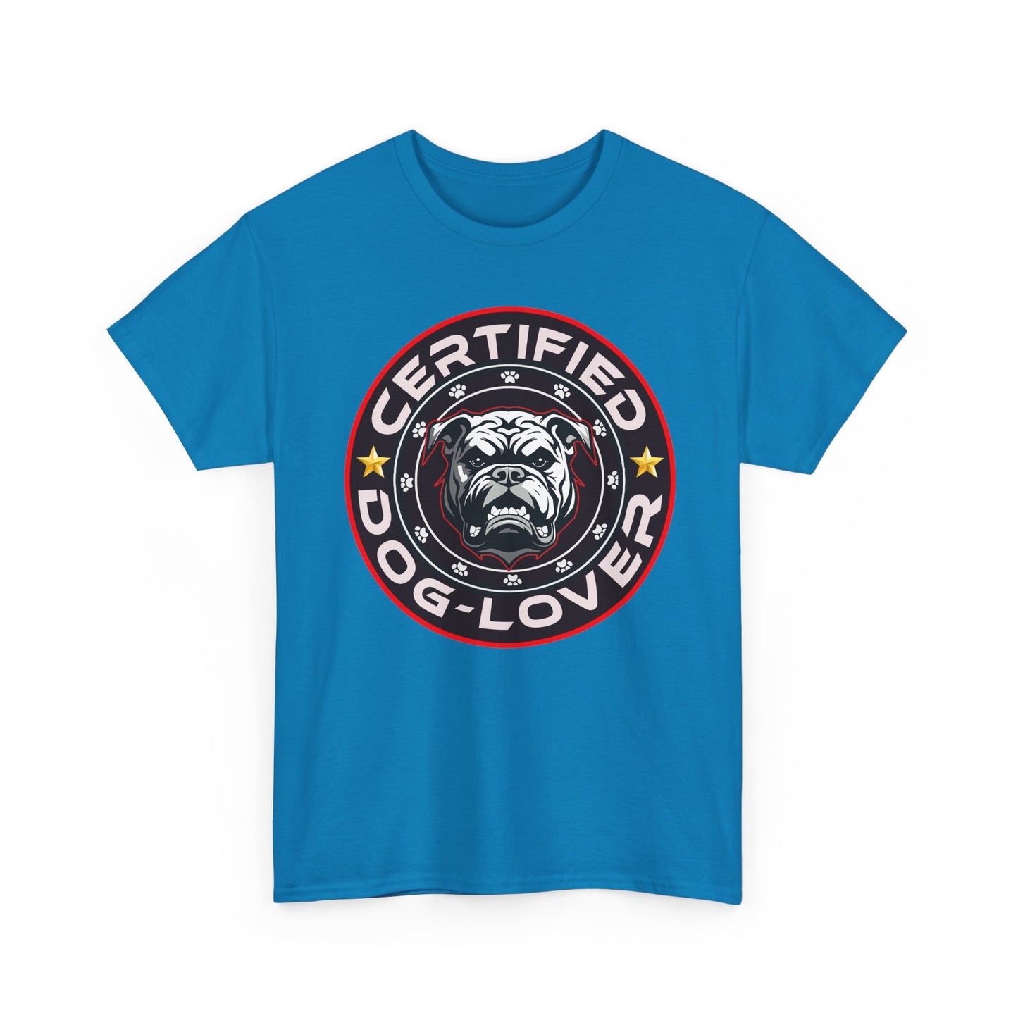 Certified Dog Lover Unisex Tee - Bulldog Print Design, GraphicTees, t-shirt, tshirt, png