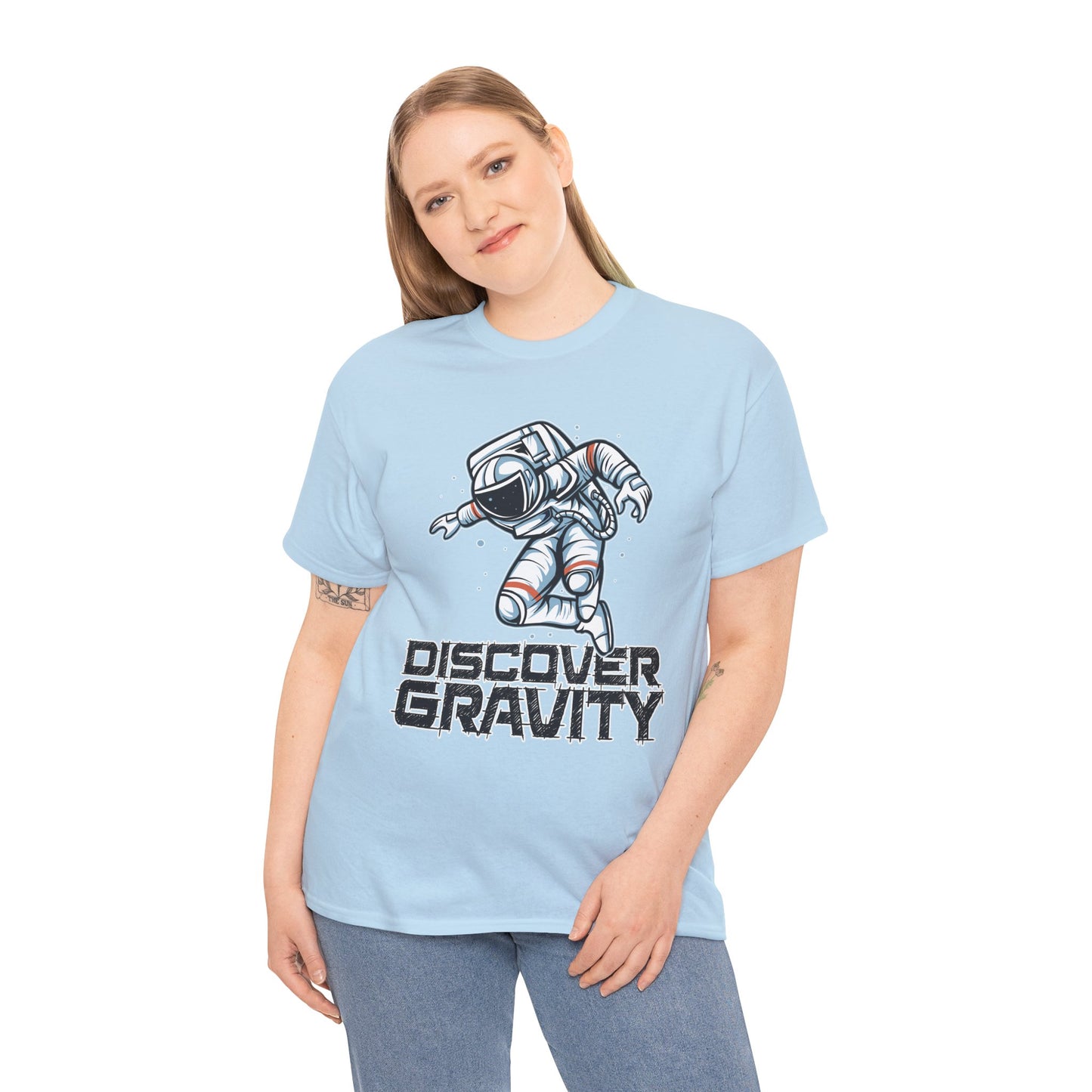Discover Gravity. Unisex Heavy Cotton Tee - Fun Astronaut, Astronomy Graphic Tee - Unisex graphic design, png Express Delivery available