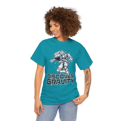 Discover Gravity. Unisex Heavy Cotton Tee - Fun Astronaut, Astronomy Graphic Tee - Unisex graphic design, png Express Delivery available