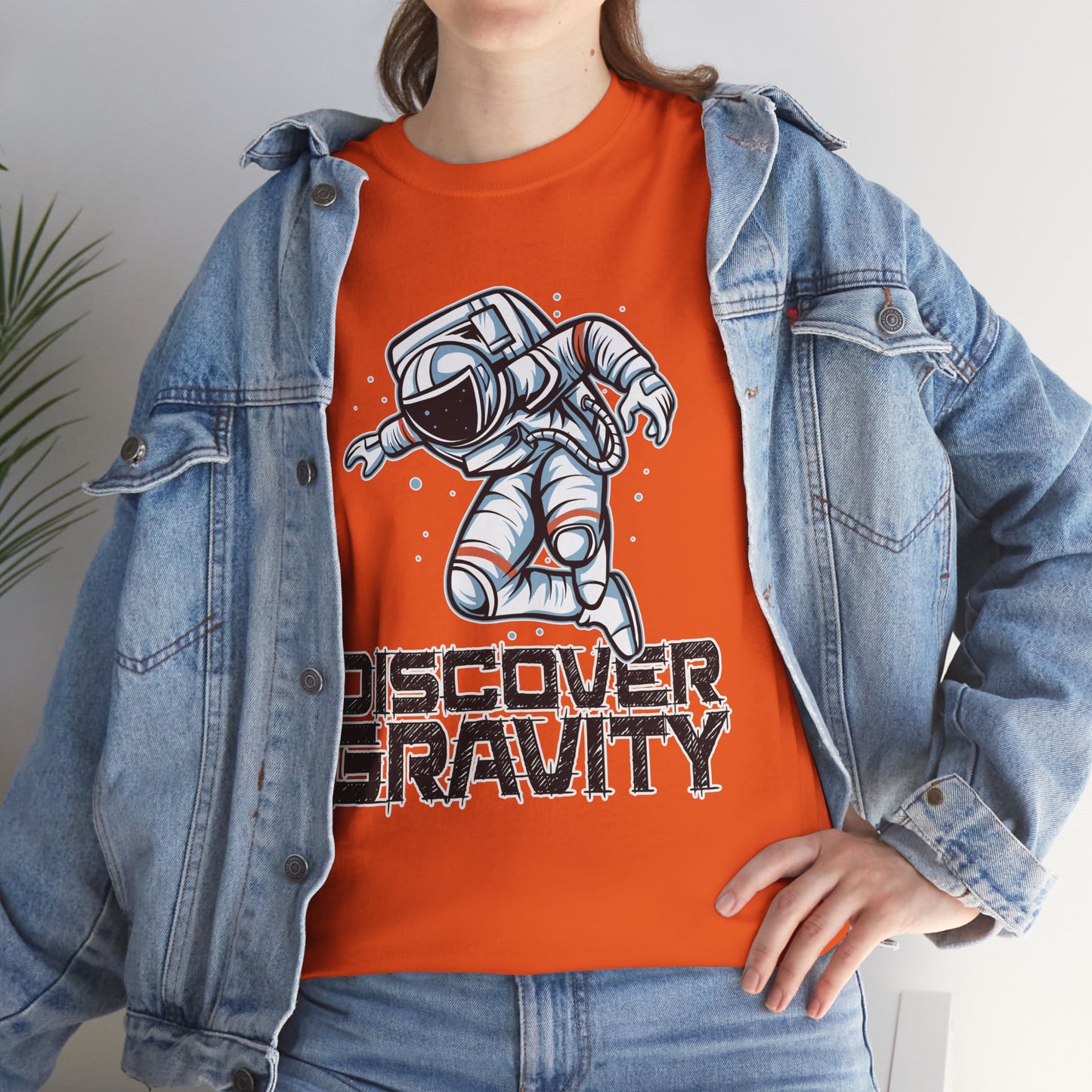 Discover Gravity. Unisex Heavy Cotton Tee - Fun Astronaut, Astronomy Graphic Tee - Unisex graphic design, png Express Delivery available