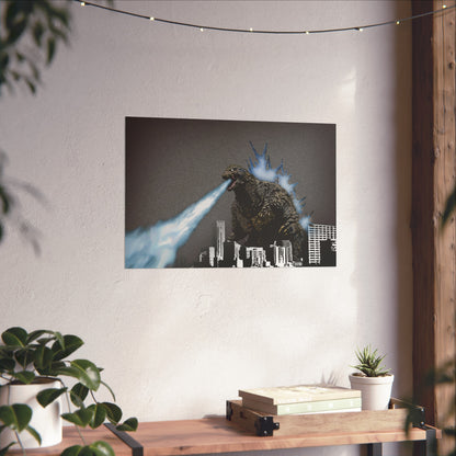 Godzilla Minus One, Fine Art Posters, Godzilla movie rendition, monsters, movies, posters, canvas, fine art, graphic design, png, CanvasPrints