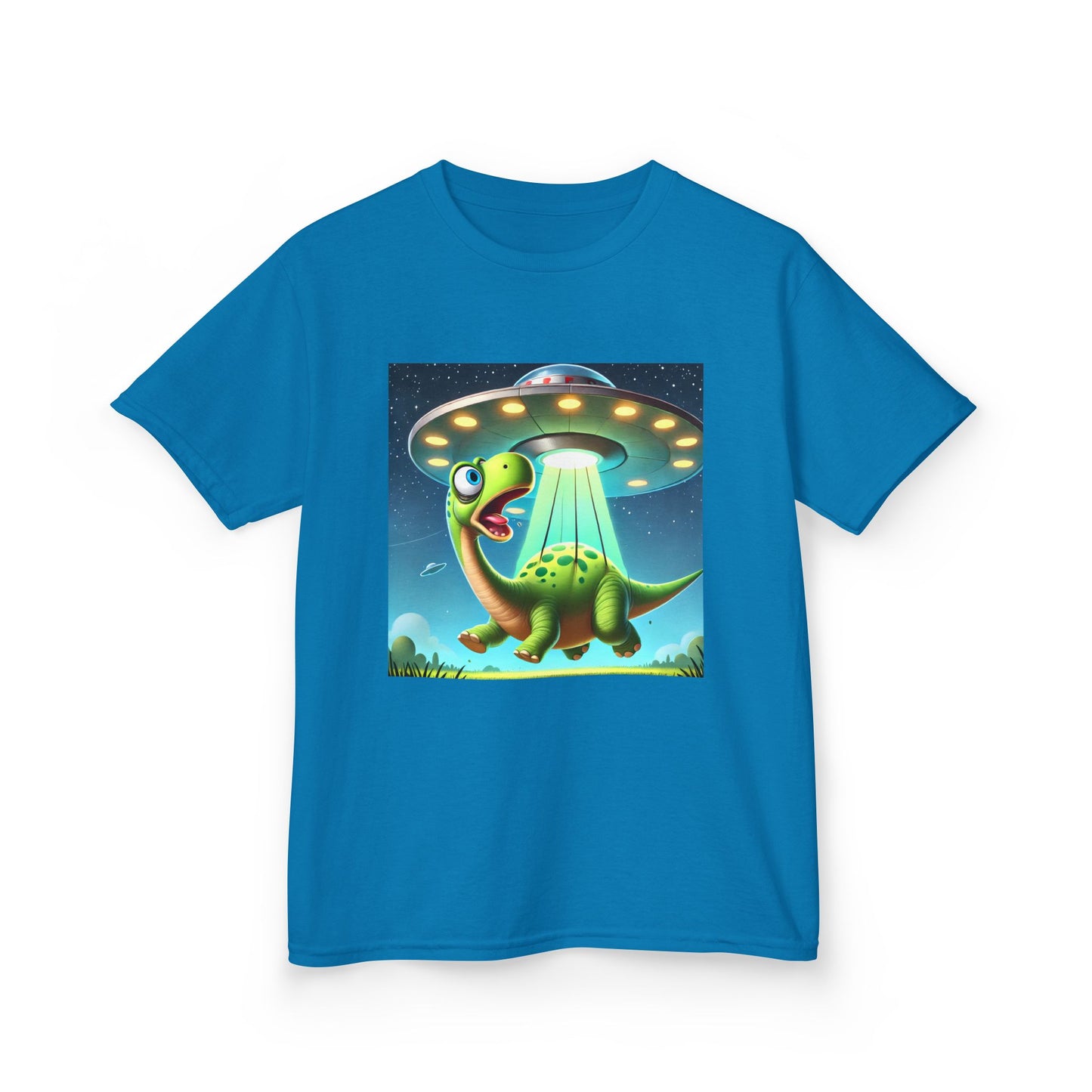 Dinosaur UFO Kids Tee, Fun Graphic Shirt for Boys and Girls, Perfect for Birthdays, Parties, Casual Wear, Gifts, tshirt, t-shirt, png, dino