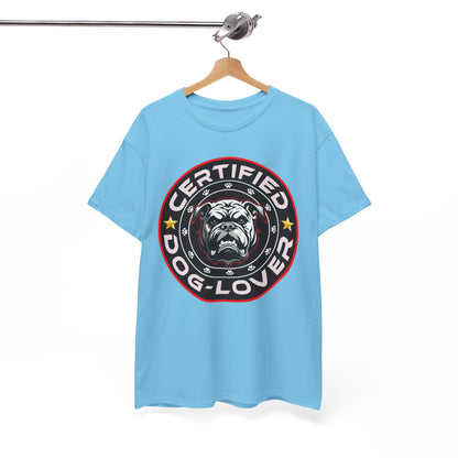 Certified Dog Lover Unisex Tee - Bulldog Print Design, GraphicTees, t-shirt, tshirt, png