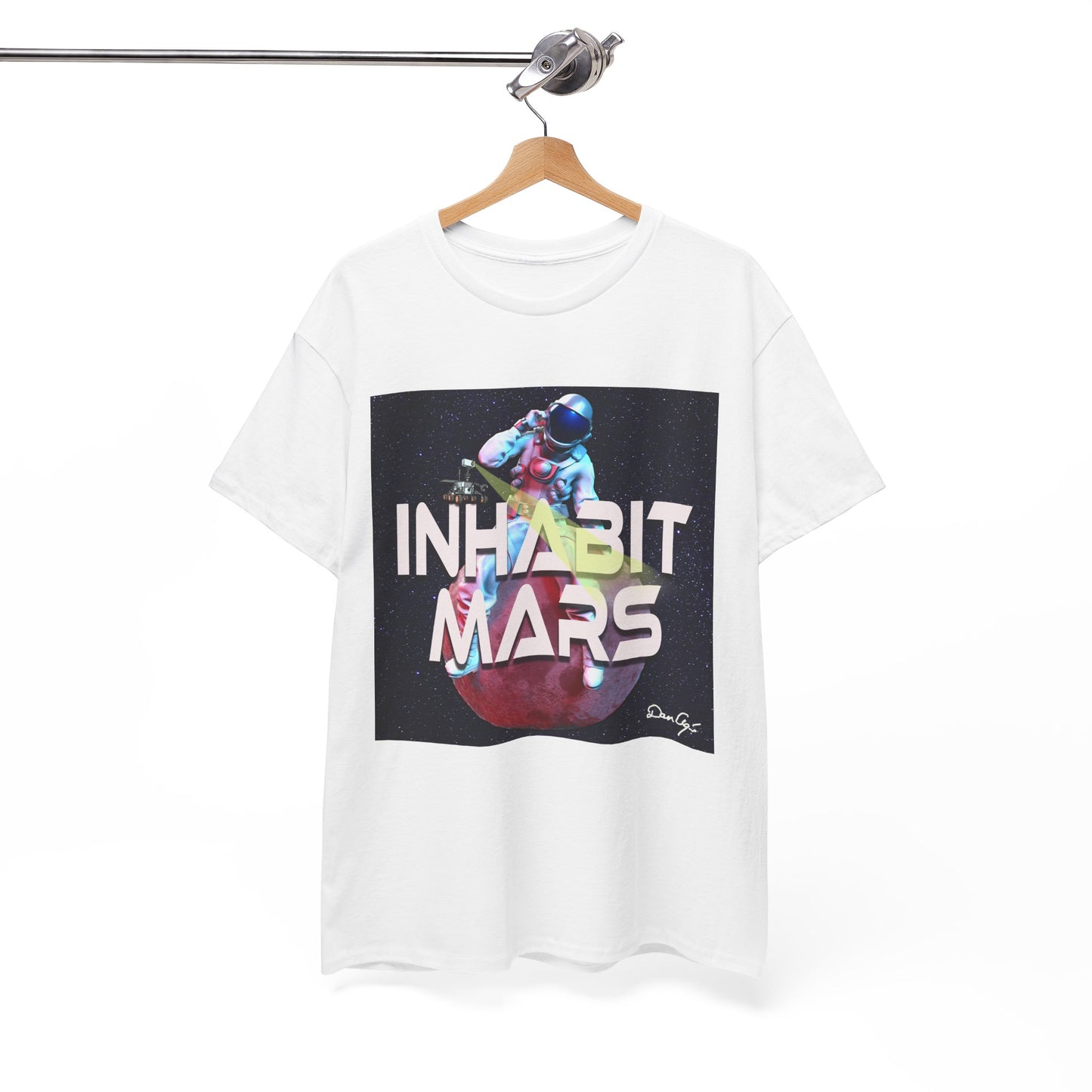 Inhabit Mars, Unisex Heavy Cotton Tee, Space, SpaceX, Universe, UFO, multiverse, graphic design, png, graphic design, t-shirts, tee