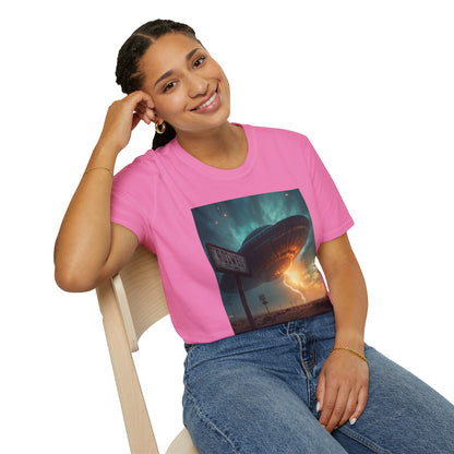 Roswell City Limits, Alien Sunset Softstyle T-Shirt | Unisex Graphic Tee, UFO Theme Shirt, Casual, Gift for Sci-Fi Lovers, Summer Fashion