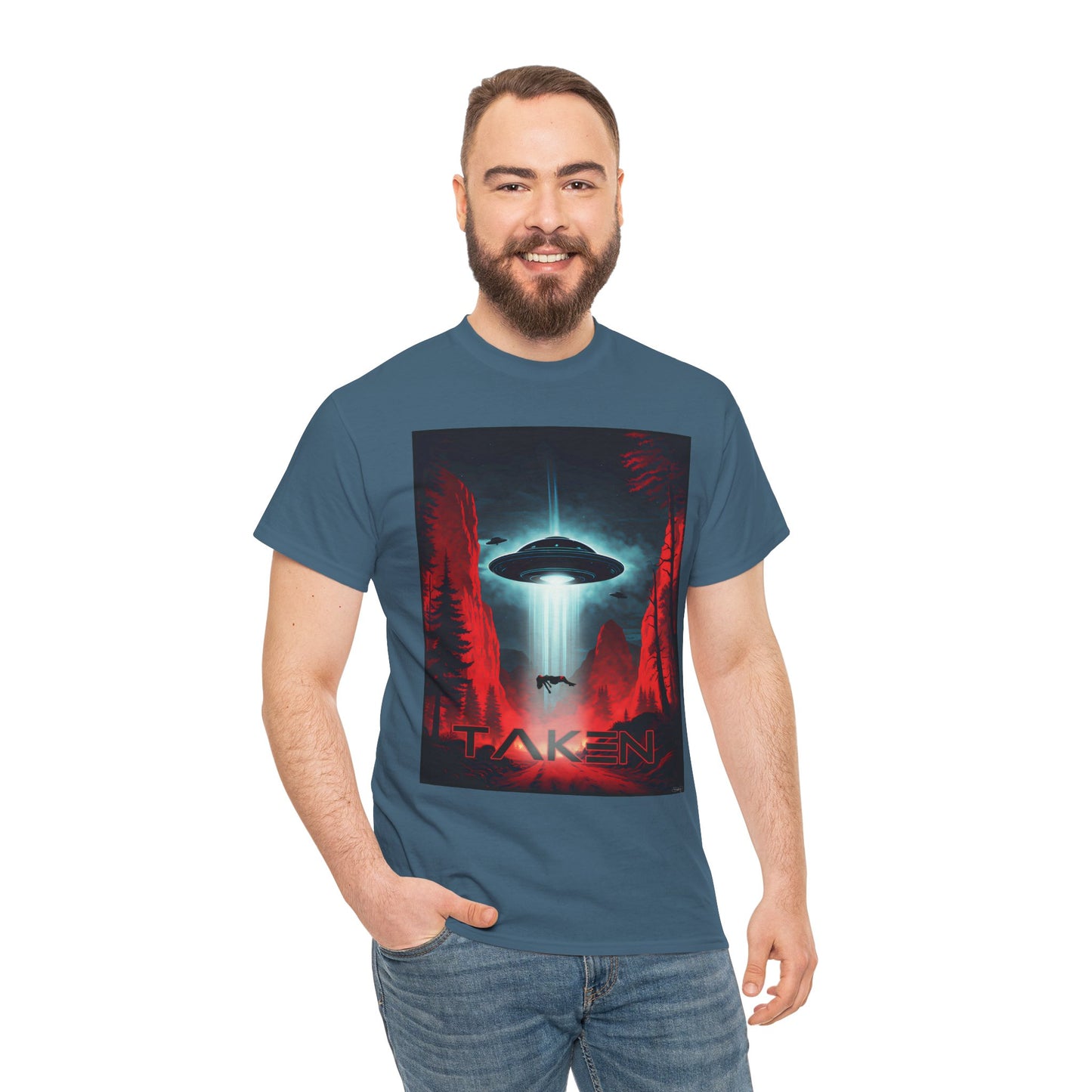 Taken, Unisex Heavy Cotton Tee, UFO inspired t-shirt, graphic design, art, png, t-shirts, tshirts, tee