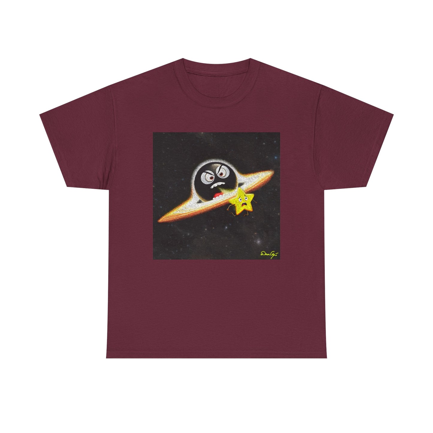 BlackHole Chasing Star, Space-Themed Unisex Heavy Cotton Tee with Cartoon Penguin Design, graphic design, png