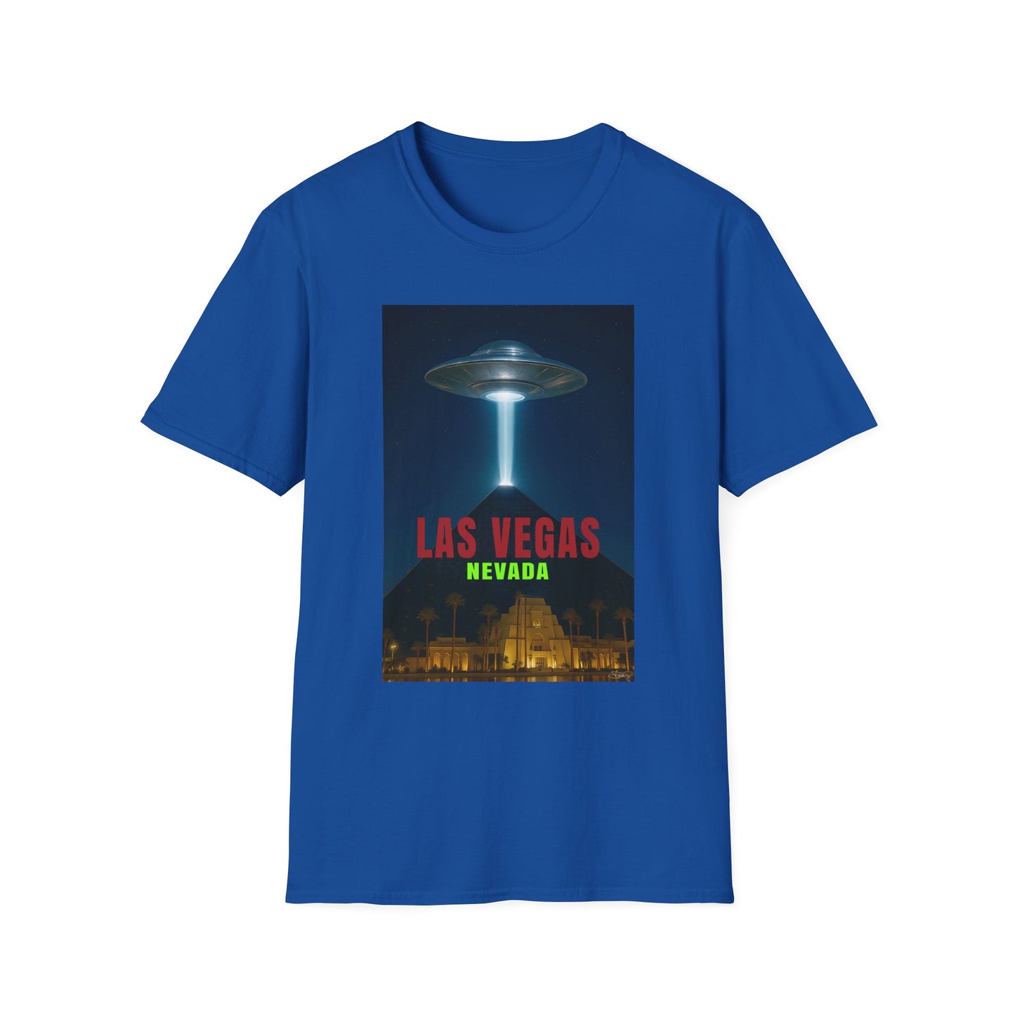 Luxor UFO, Las Vegas UFO Unisex Softstyle T-Shirt - Retro Nevada Design, graphic design, t-shirts, tshirts, tees, GraphicTees, png
