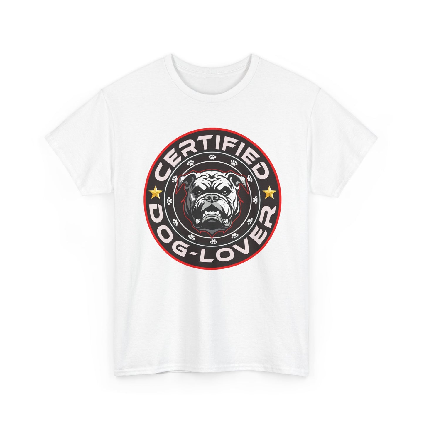 Certified Dog Lover Unisex Tee - Bulldog Print Design, GraphicTees, t-shirt, tshirt, png